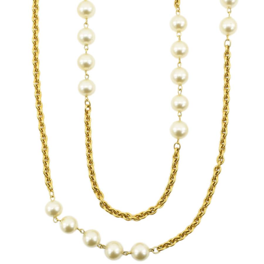CHANEL シャネル　ロングネックレス　パール　ヴィンテージ　ゴールド 中古・古着通販】CHANEL (シャネル) ヴィンテージパール