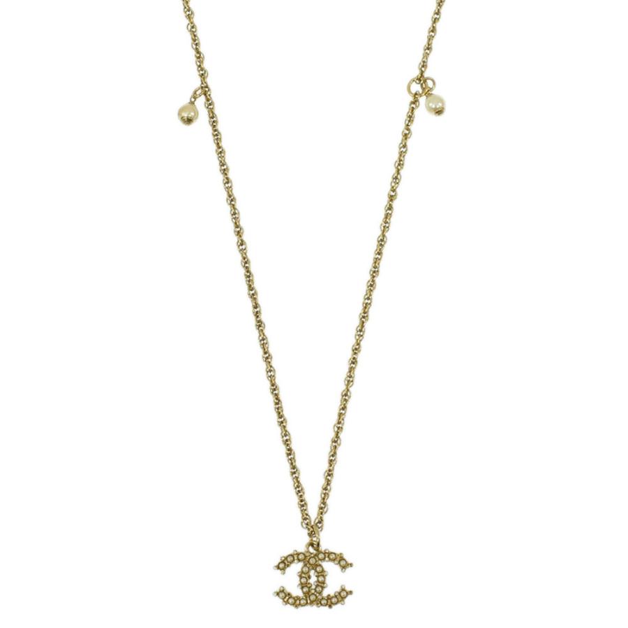 シャネル C20V ココマーク フェイクパール ラインストーン ネックレス-