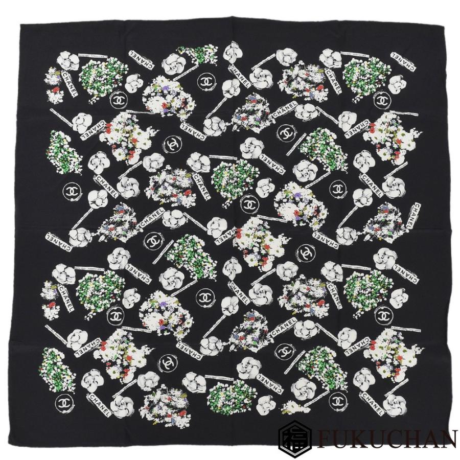 CHANEL（シャネル） カメリア柄 スカーフ ストール シルク100