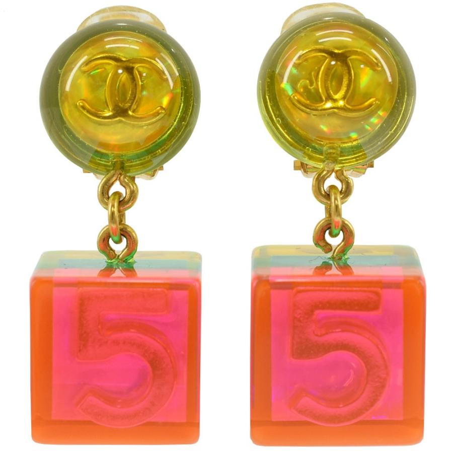 CHANEL シャネル スウィングイヤリング キューブ イエロー×グリーン 