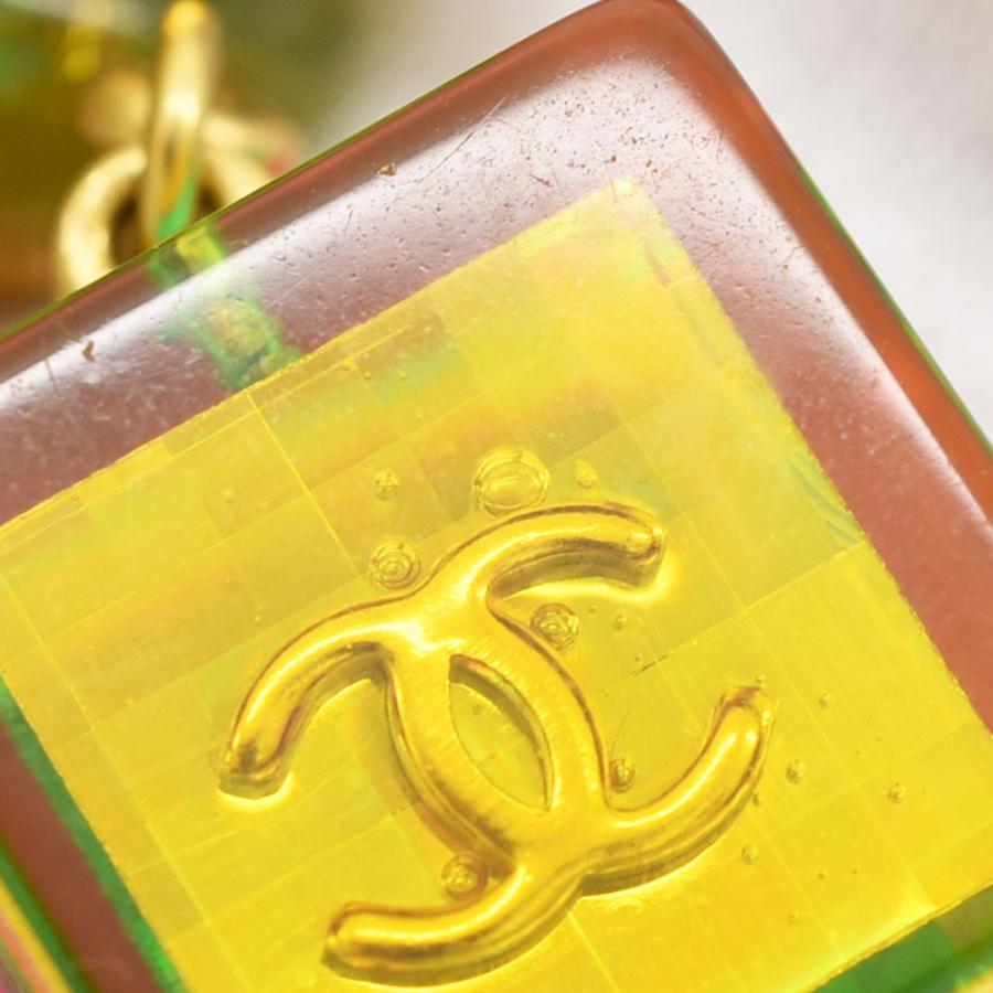 CHANEL シャネル スウィングイヤリング キューブ イエロー×グリーン 