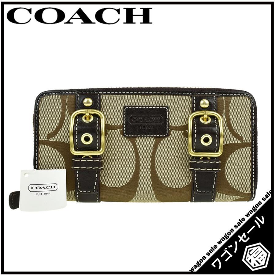 COACH/コーチ シグネチャー キャンバス バックルジップアラウンド長