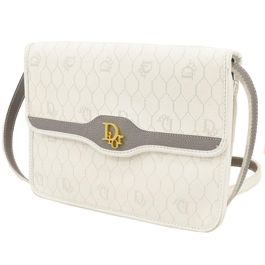 クリスチャンディオール Christian Dior ショルダーバッグ ハニカム ポシェット ヴィンテージバッグ PVC/レザー ホワイト×