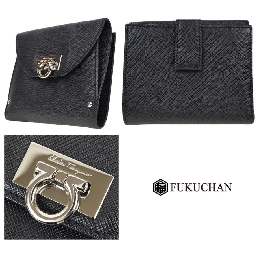 未使用級　サルヴァトーレフェラガモ　長財布　ガンチーニ　レザー　黒　箱付き スペシャルラッピング付き】フェラガモ Salvatore Ferragamo