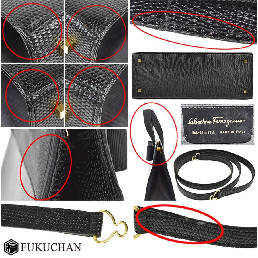 サルヴァトーレフェラガモ ハンドバッグ　リザード　ヴァラリボン　2way Salvatore Ferragamo - 極美 ヴィンテージ フェラガモ ヴァラ