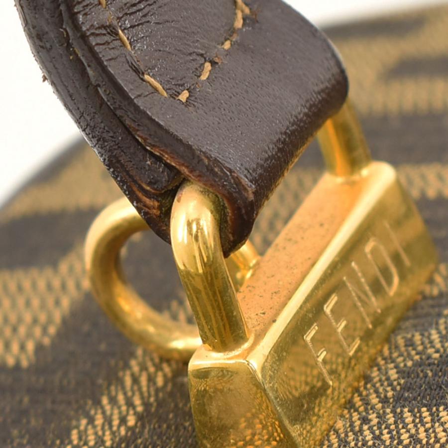 FENDI フェンディ ゴールド金具 バニティ ハンドバッグ ズッカ柄 カーキ系 FENDI フェンディ ゴールド金具 バニティ ハンドバッグ ズッカ柄