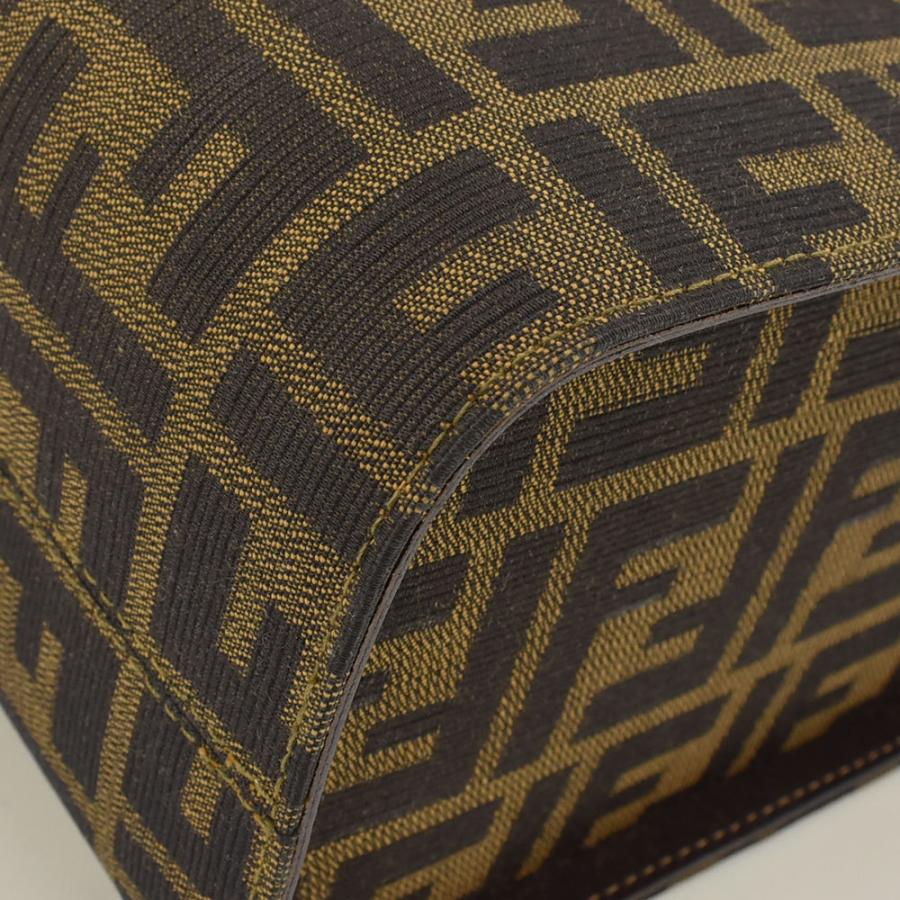 FENDI フェンディ ゴールド金具 バニティ ハンドバッグ ズッカ柄 カーキ系 FENDI フェンディ ゴールド金具 バニティ ハンドバッグ ズッカ柄