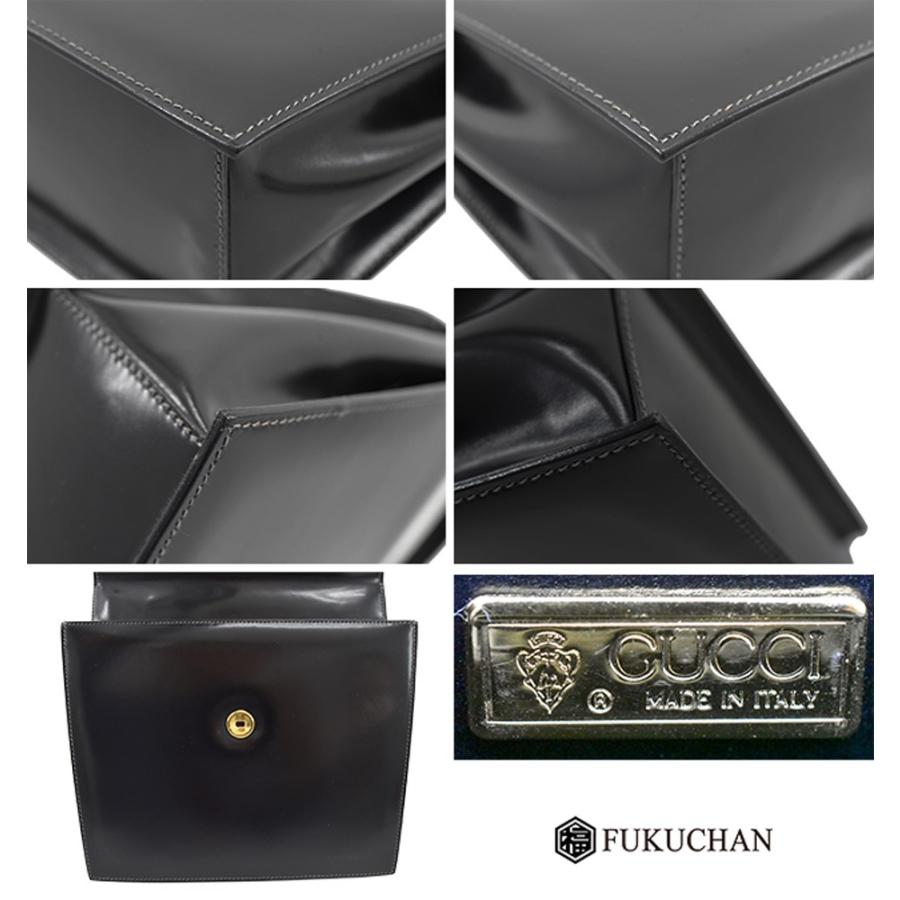 GUCCI（グッチ） カーフレザー ハンドバッグ ブラック×ゴールド金具
