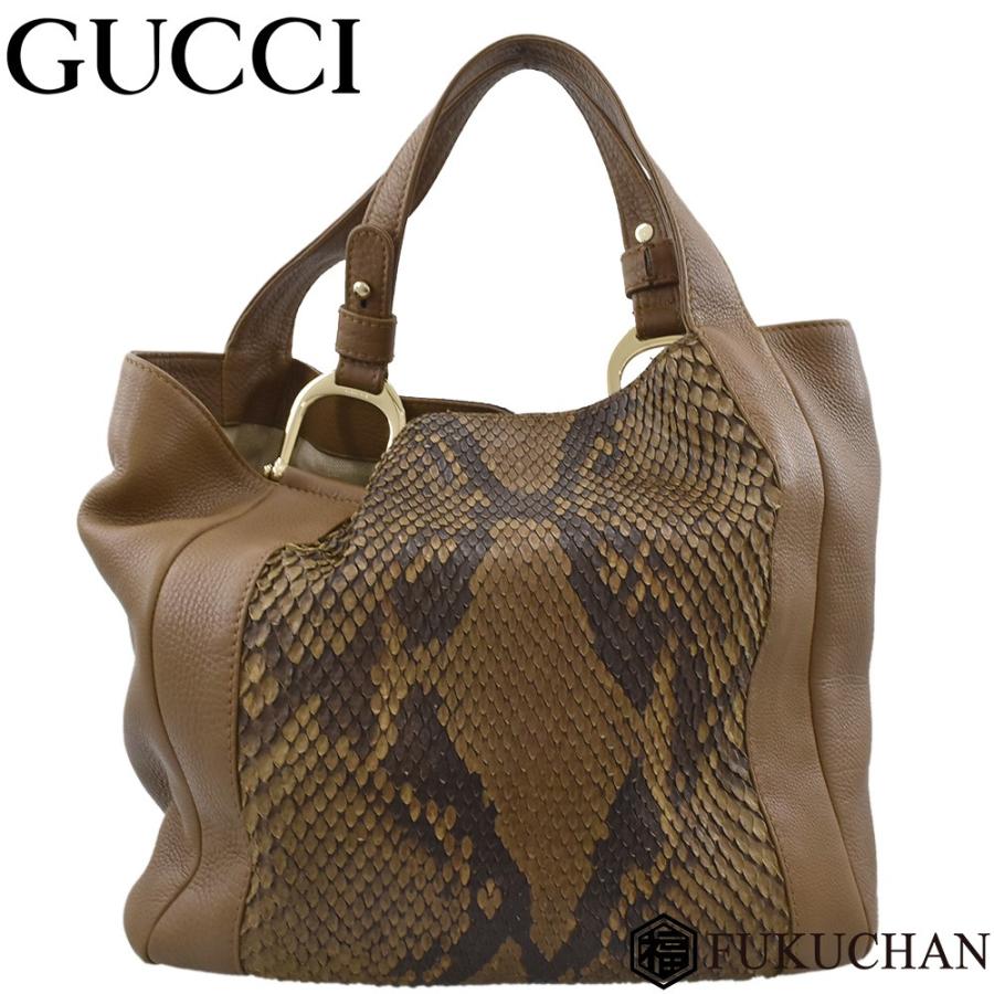 GUCCI/グッチ greenwich パイソン×レザー ホースビット トートバッグ  