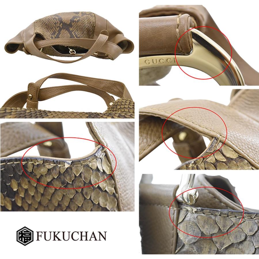 GUCCI/グッチ greenwich パイソン×レザー ホースビット トートバッグ  