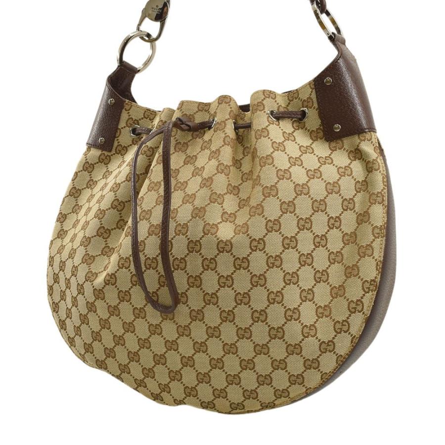 グッチ 巾着 ワンショルダーバッグ ロゴチャーム ggキャンバス 本革 ベージュ GUCCI（グッチ） GGキャンバス ワンショルダーバッグ 巾着バッグ