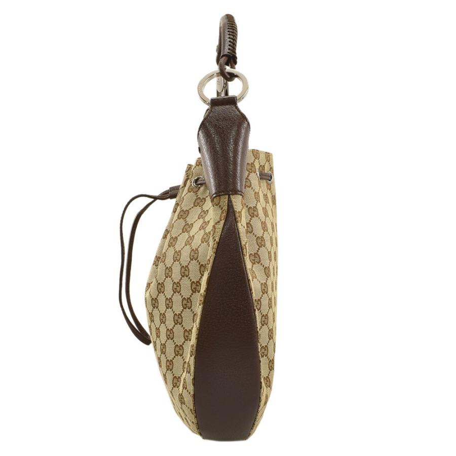 グッチ 巾着 ワンショルダーバッグ ロゴチャーム ggキャンバス 本革 ベージュ GUCCI（グッチ） GGキャンバス ワンショルダーバッグ 巾着バッグ