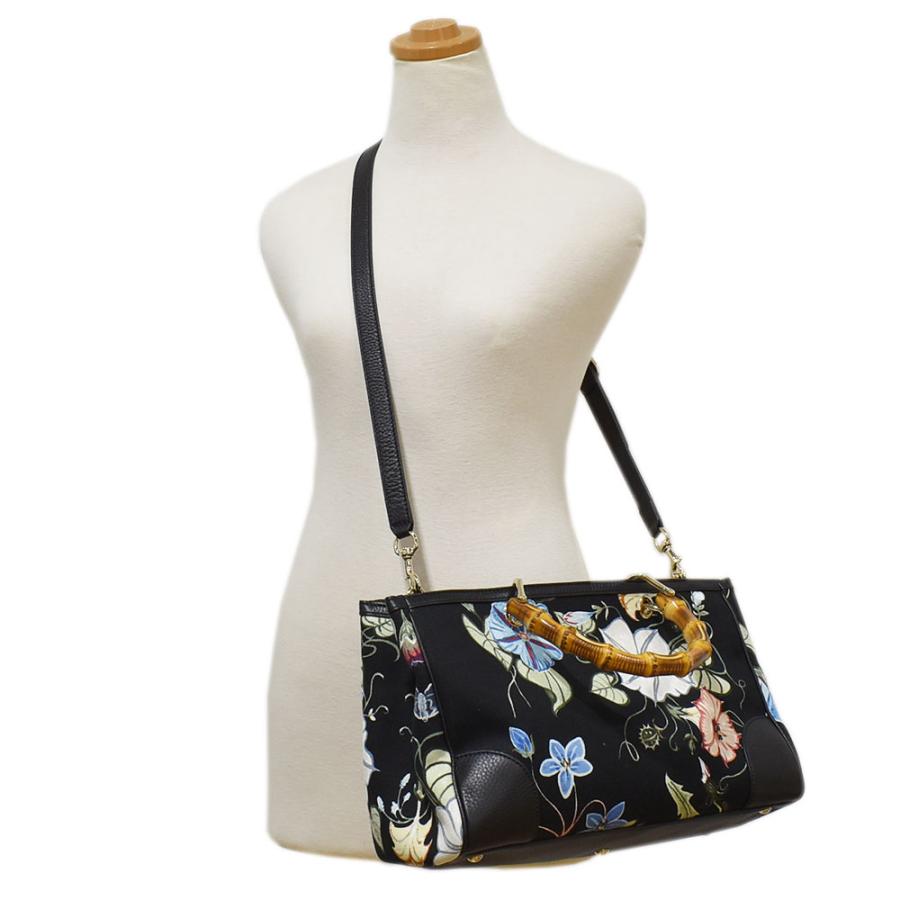 グッチ ショルダーバッグ バンブー 2way 黒 フローラナイト