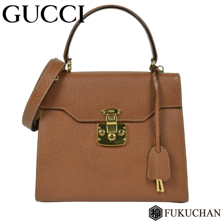 GUCCI/グッチ レザー ハンドバッグ/2wayショルダーバッグ キャメル 
