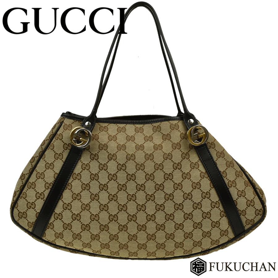 GUCCI/グッチ GGキャンバス ツインズ トートバッグ ベージュ×ブラック
