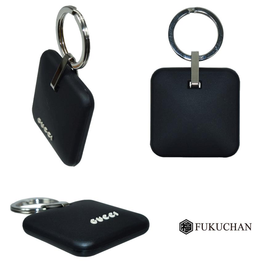 GUCCI/グッチ ラバー ロゴ キーホルダー/キーリング ブラック×シルバー