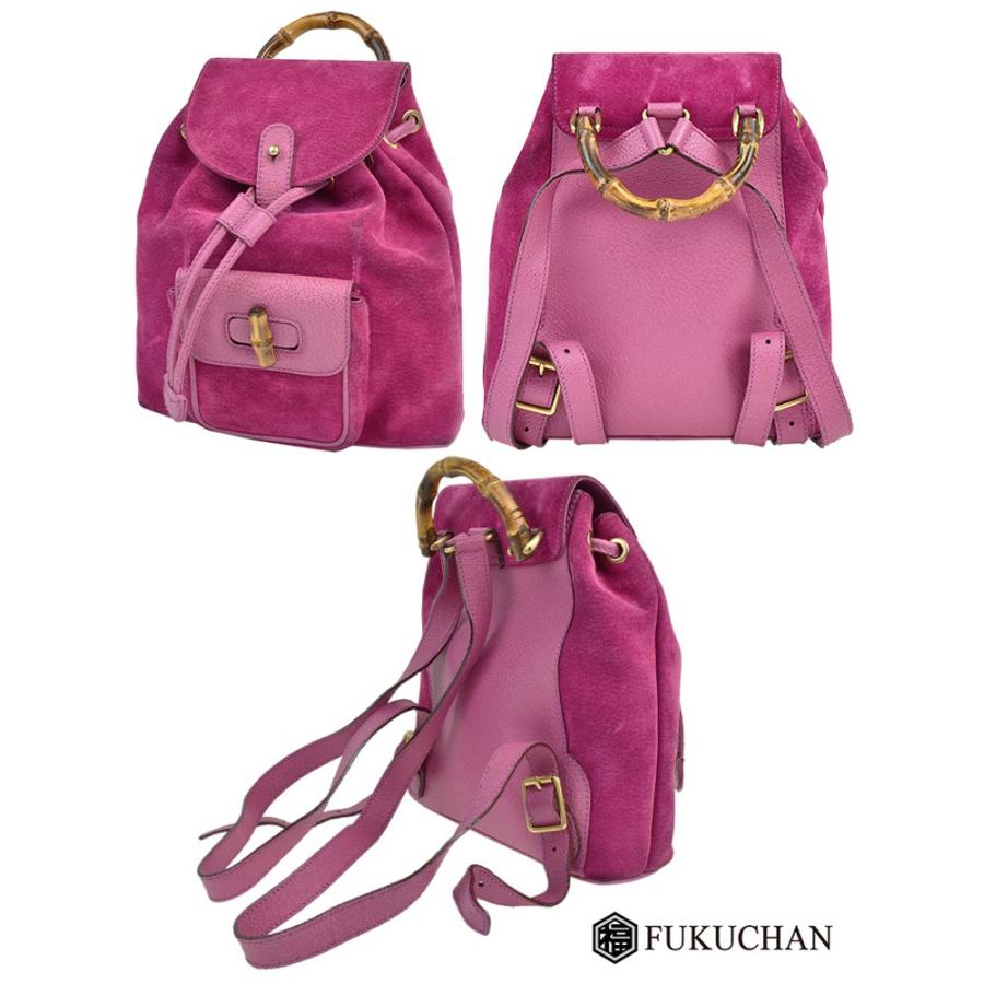 GUCCI/グッチ バンブー ミニリュック ショッキングピンク×スエード