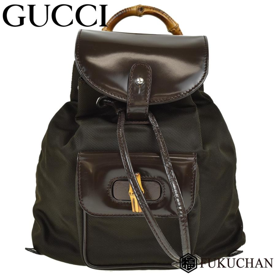 GUCCI/グッチ バンブー ミニリュック ダークブラウン×シルバー金具 