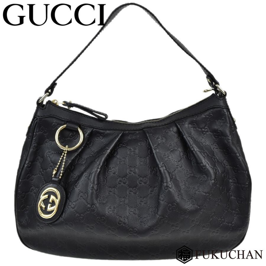 GUCCI/グッチ ワンショルダーバッグ ブラック 型押しレザー 232955