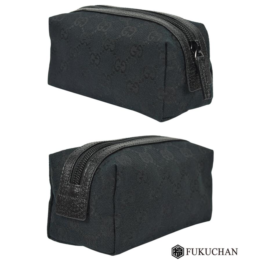 GUCCI/グッチ GGキャンバス 化粧ポーチ キャンバス×レザー