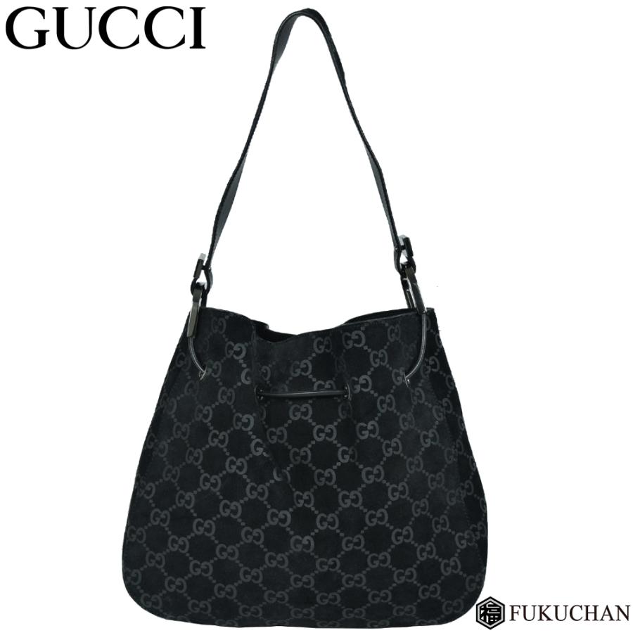GUCCI スエード ワンショルダーバッグ 黒 GUCCI(グッチ) スエードレザー ワンショルダーバッグ 001.0406
