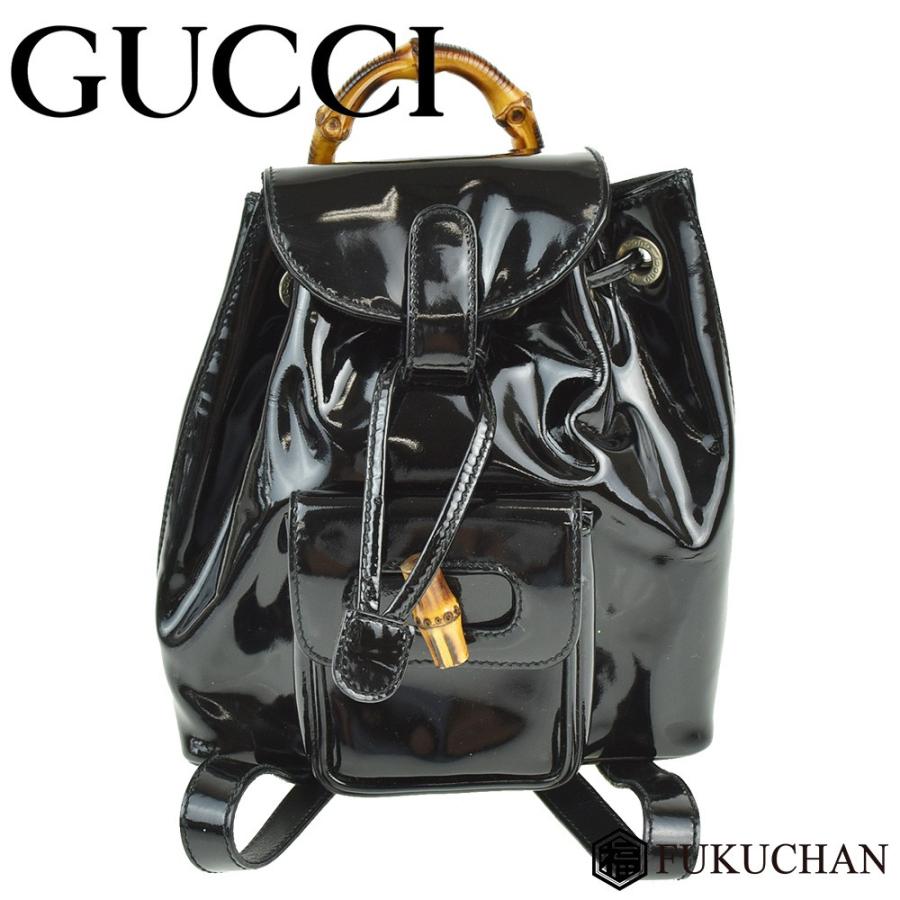 GUCCI グッチ バンブー ミニリュック ブラック×シルバー金具 エナメルレザー 005 781 0319 中古 (送料無料) :  gu03gt-390310 : ブランドショップ FUKUCHAN - 通販 - Yahoo!ショッピング