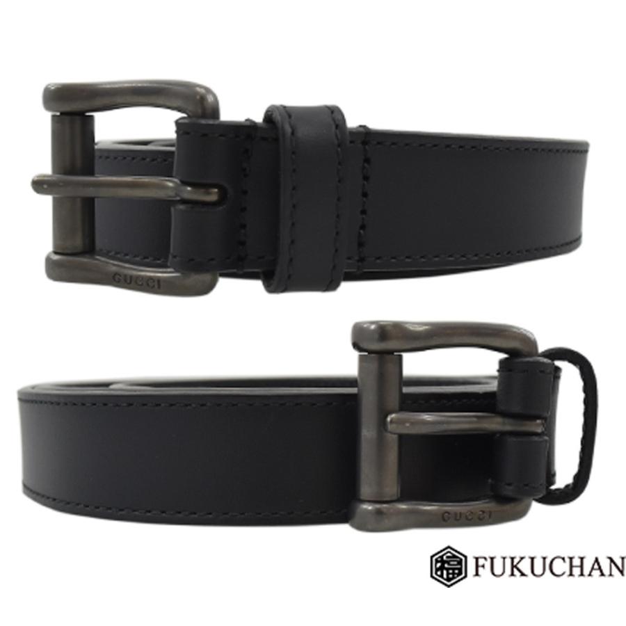 GUCCI ブラックレザー ベルト 80-32 GGロゴ GUCCI ブラックレザー ベルト GGロゴ