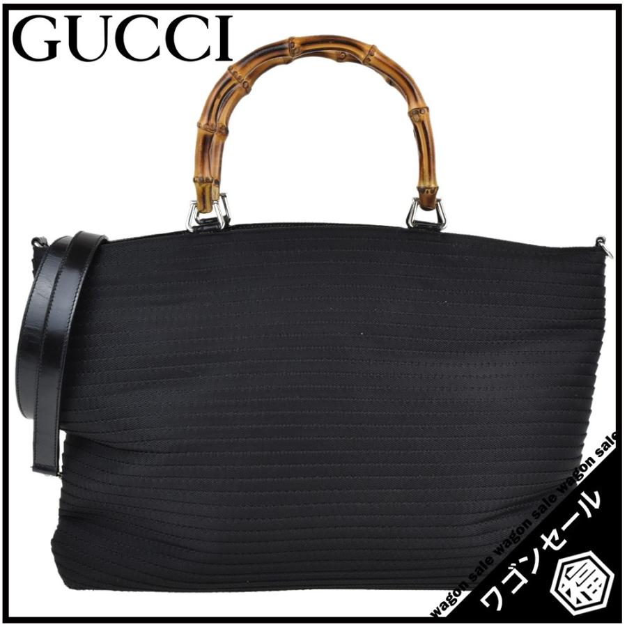 GUCCI/グッチ バンブー 2WAYハンドバッグ ブラック×シルバー金具 