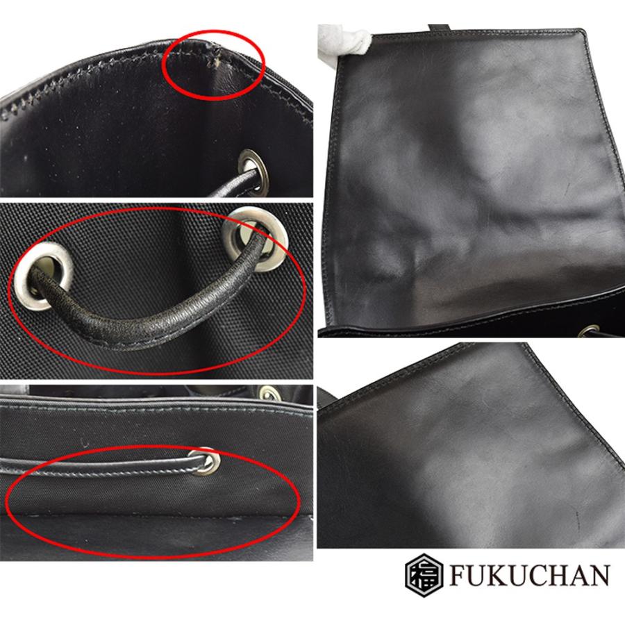 GUCCI/グッチ バックパック ブラック×シルバー金具 レザー×キャンバス