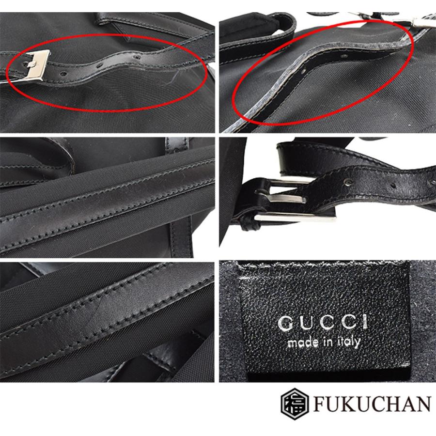 GUCCI/グッチ バックパック ブラック×シルバー金具 レザー×キャンバス