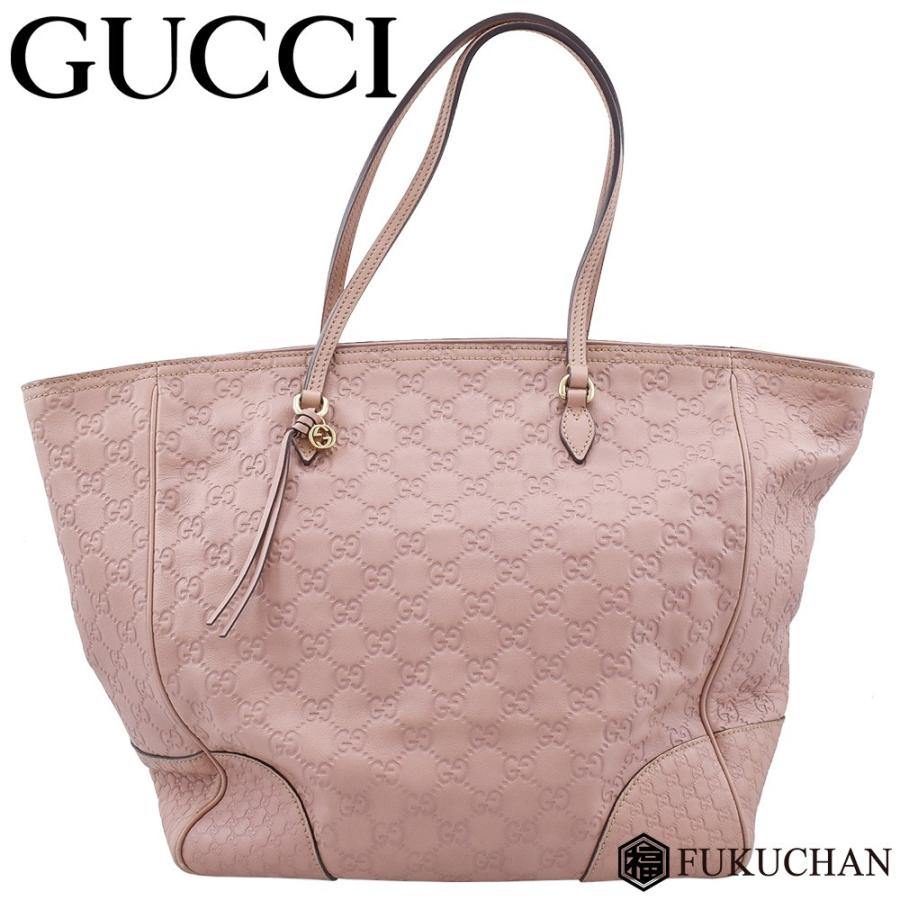 グッチシマ GUCCI グッチ トートバッグ ピンクベージュ×ゴールド金具  