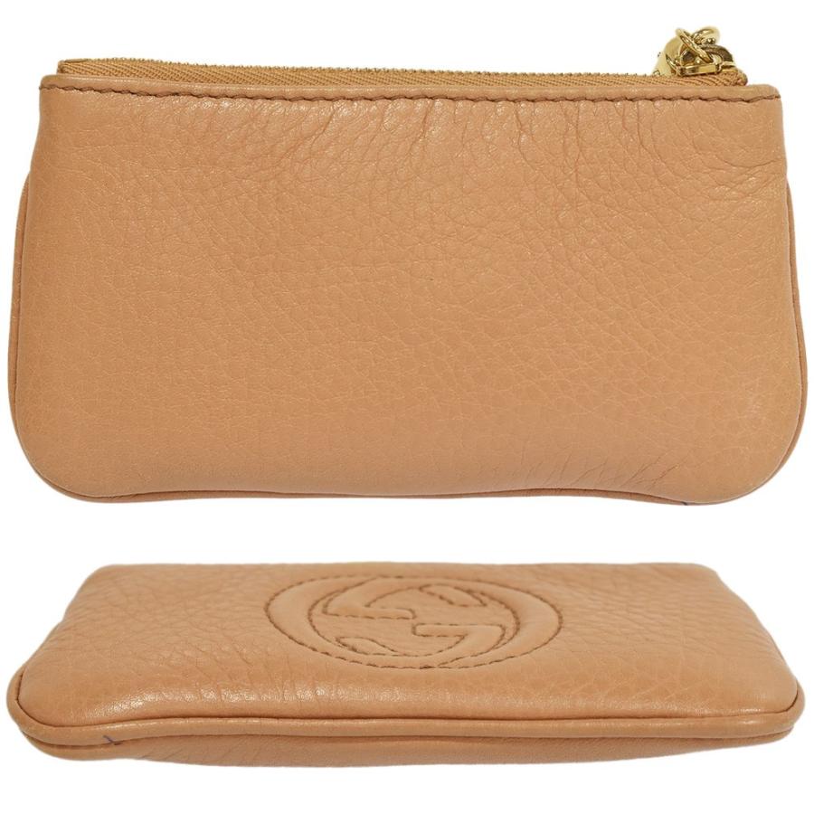 GUCCI】 コインケース GG柄 ゴールド金具 レザー ベージュ