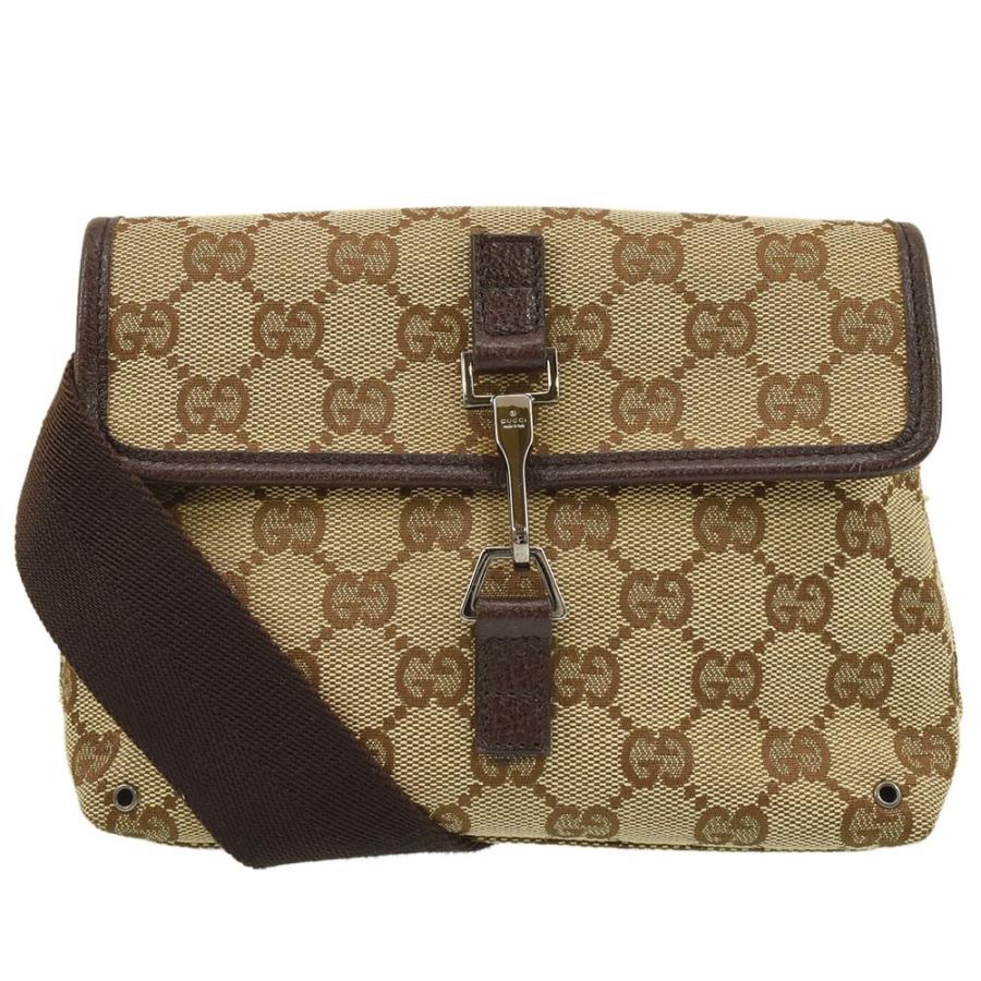 GUCCI グッチ GGキャンバス×レザー ウエストポーチ ボディバッグ