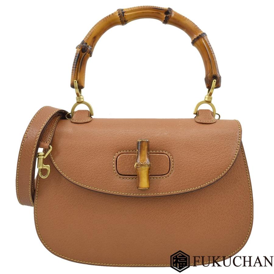 バンブー GUCCI グッチ 2way ハンドバッグ ブラウン×ゴールド金具