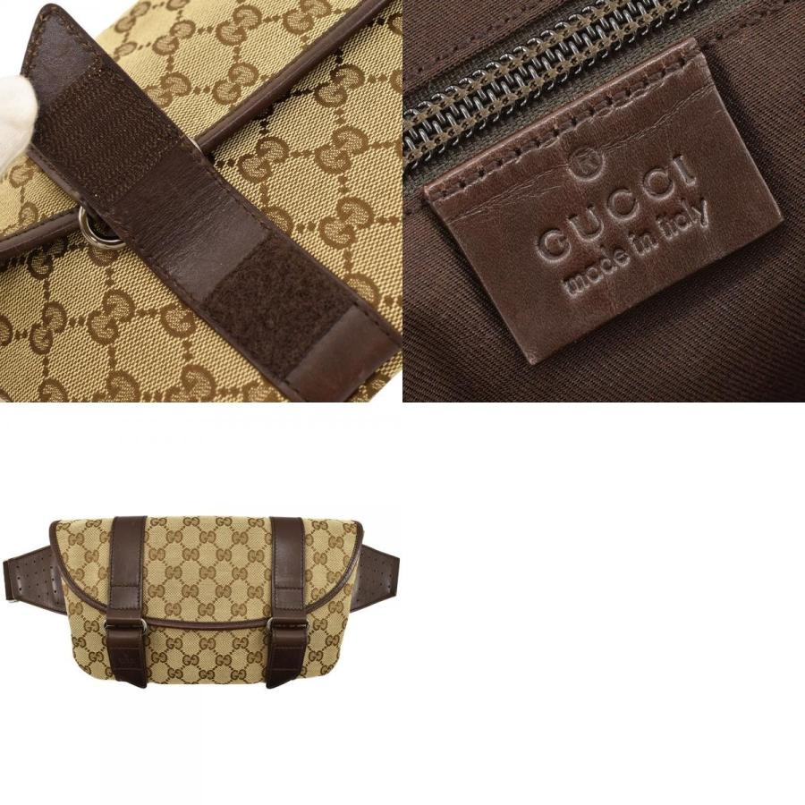 GUCCI（グッチ） GUCCI GGキャンバス ウエストバッグ ブラウン×ダーク