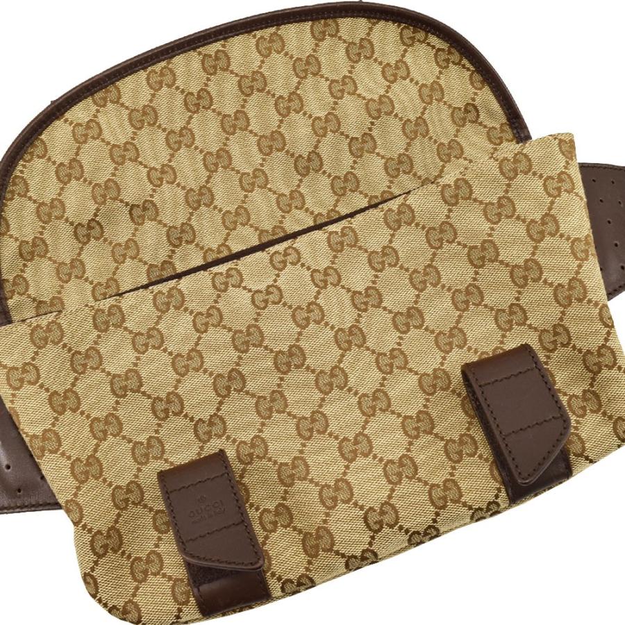 GUCCI（グッチ） GUCCI GGキャンバス ウエストバッグ ブラウン×ダーク
