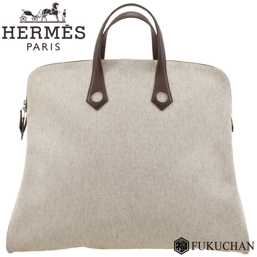 HERMES エルメス カバスイーボー50 ハンドバッグ トワルアッシュ 