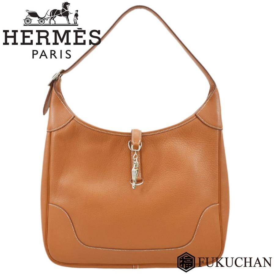 HERMES エルメス トリム35 ショルダーバッグ ブラウン系×シルバー金具  