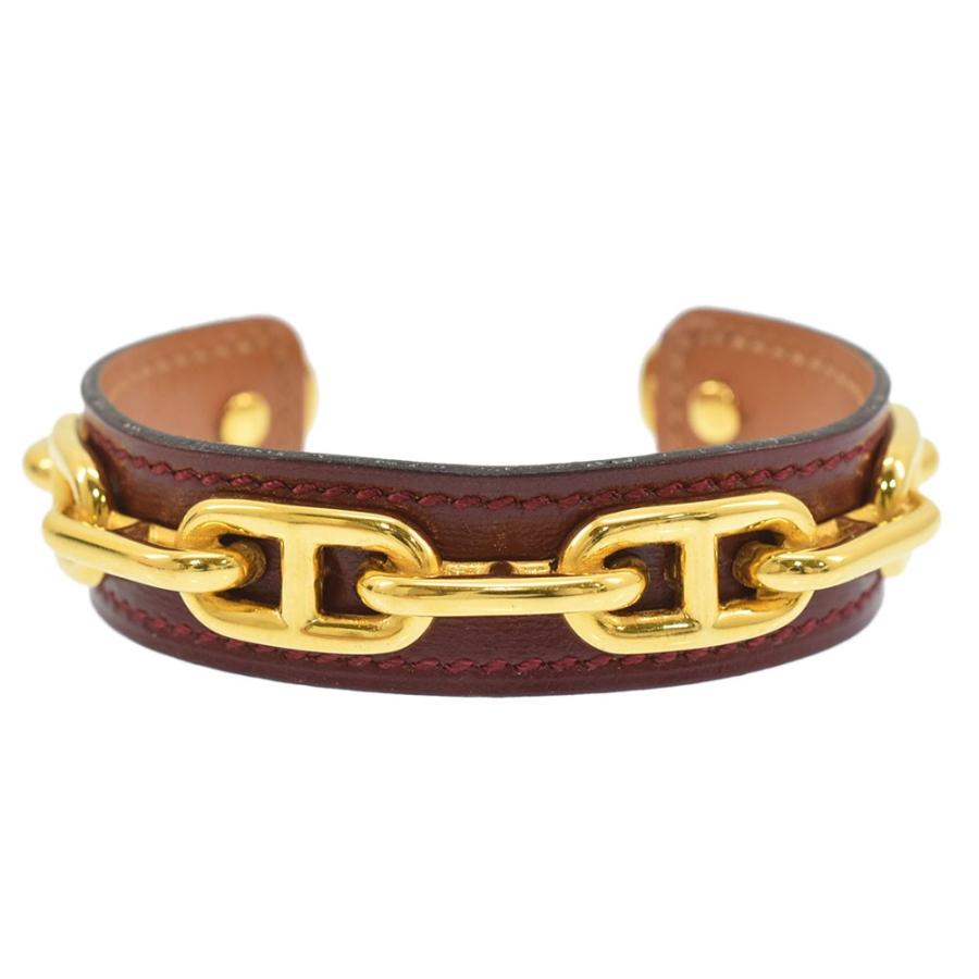 HERMES（エルメス） シェーヌダンクル バングル ブレスレット レザー