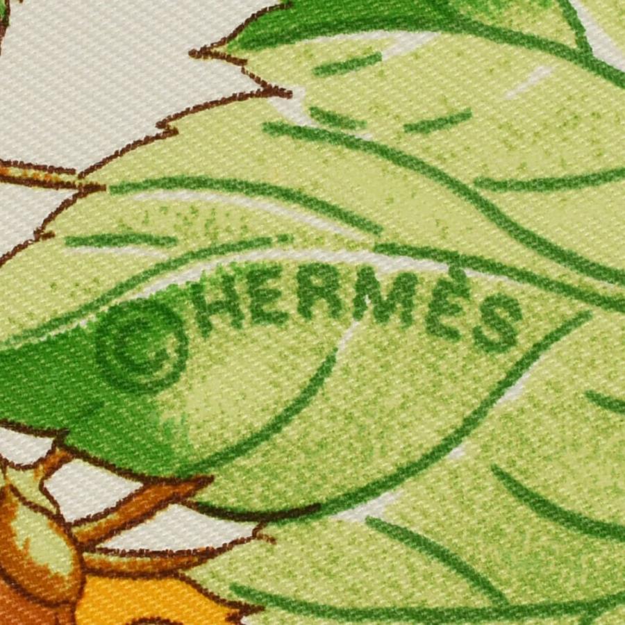エルメス HERMES スカーフ カレ90 AU COEUR DES BOIS　森の中で シルク100％ オレンジ系 レディース 中古 送料無料