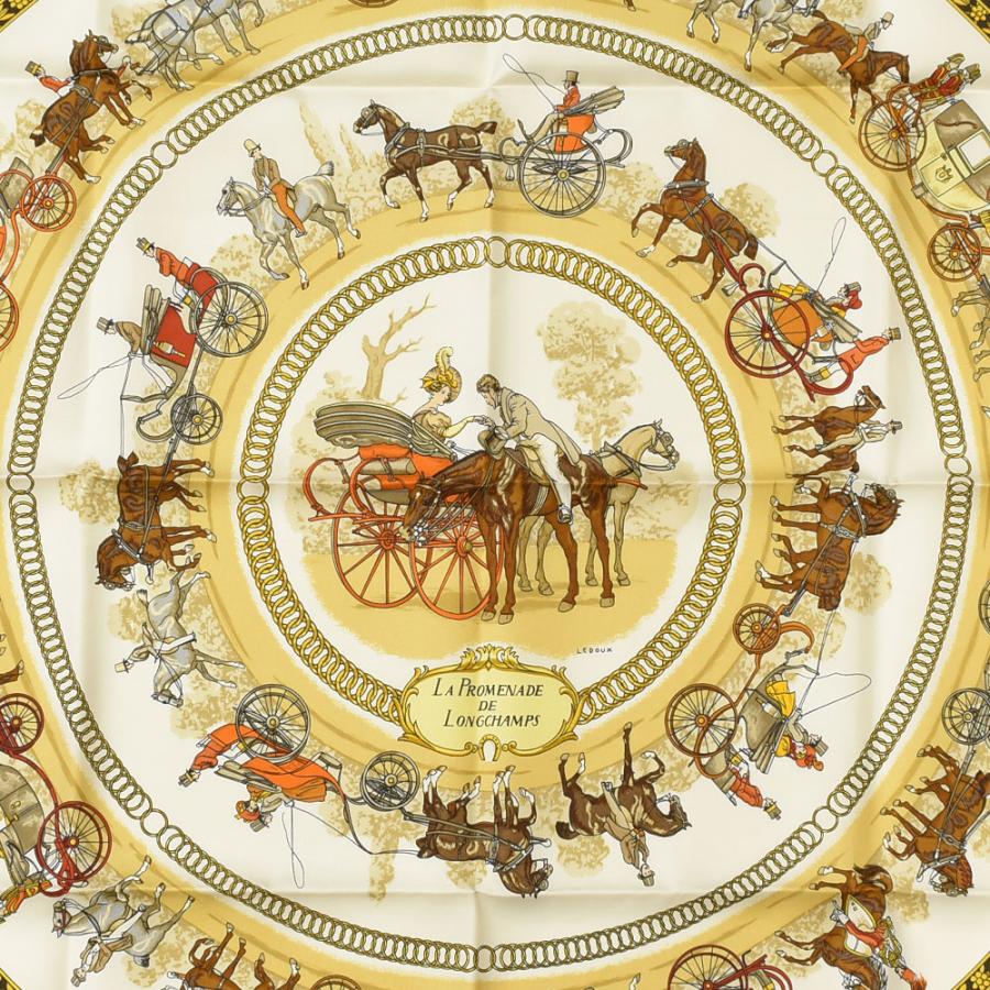 HERMES エルメス スカーフ カレ90 LA PROMENADE DE LONGCHAMPS