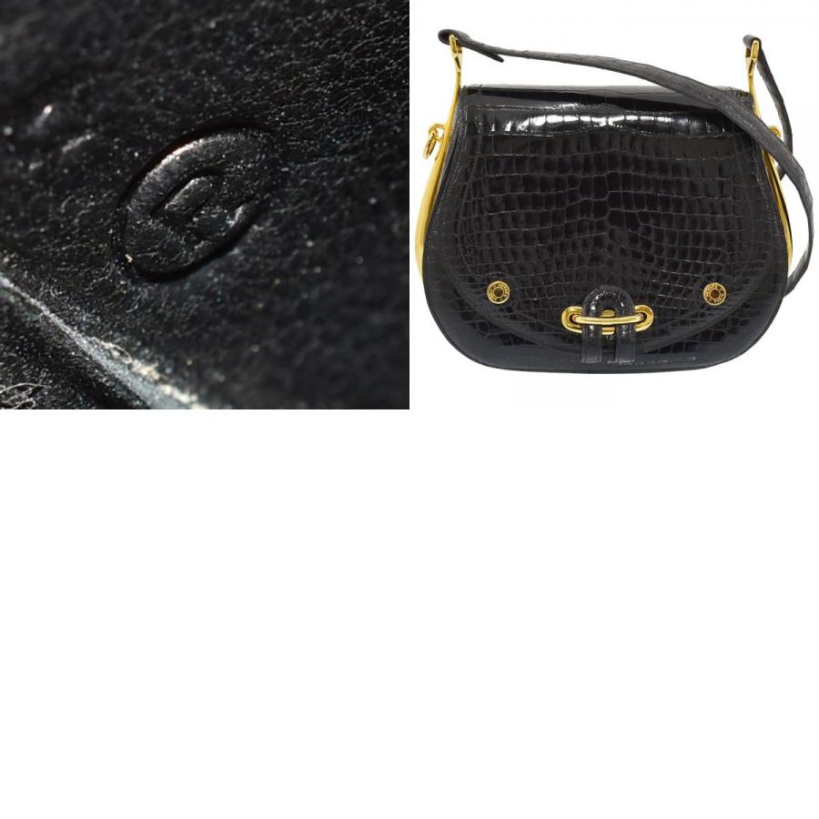 HERMES ブラック クロコダイルレザー ショルダーバッグ HERMES エルメス ショルダーバッグ パスキード エキゾチック