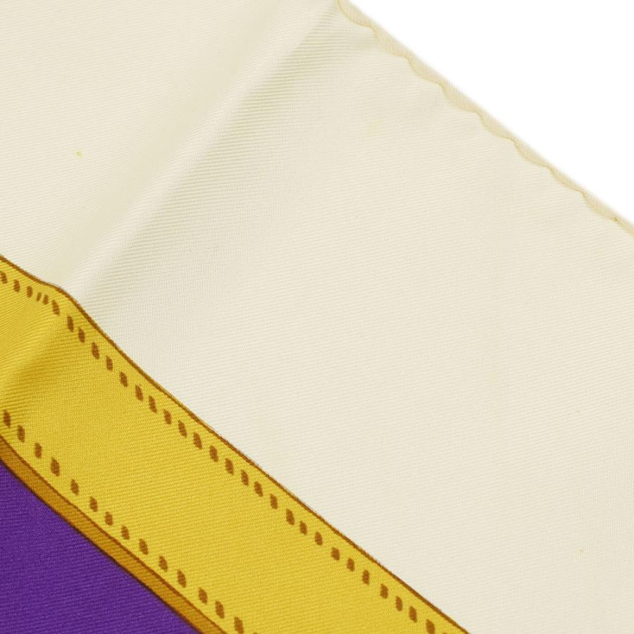 HERMES エルメス カレ90 Harald スカーフ シルク パープル×ゴールド  