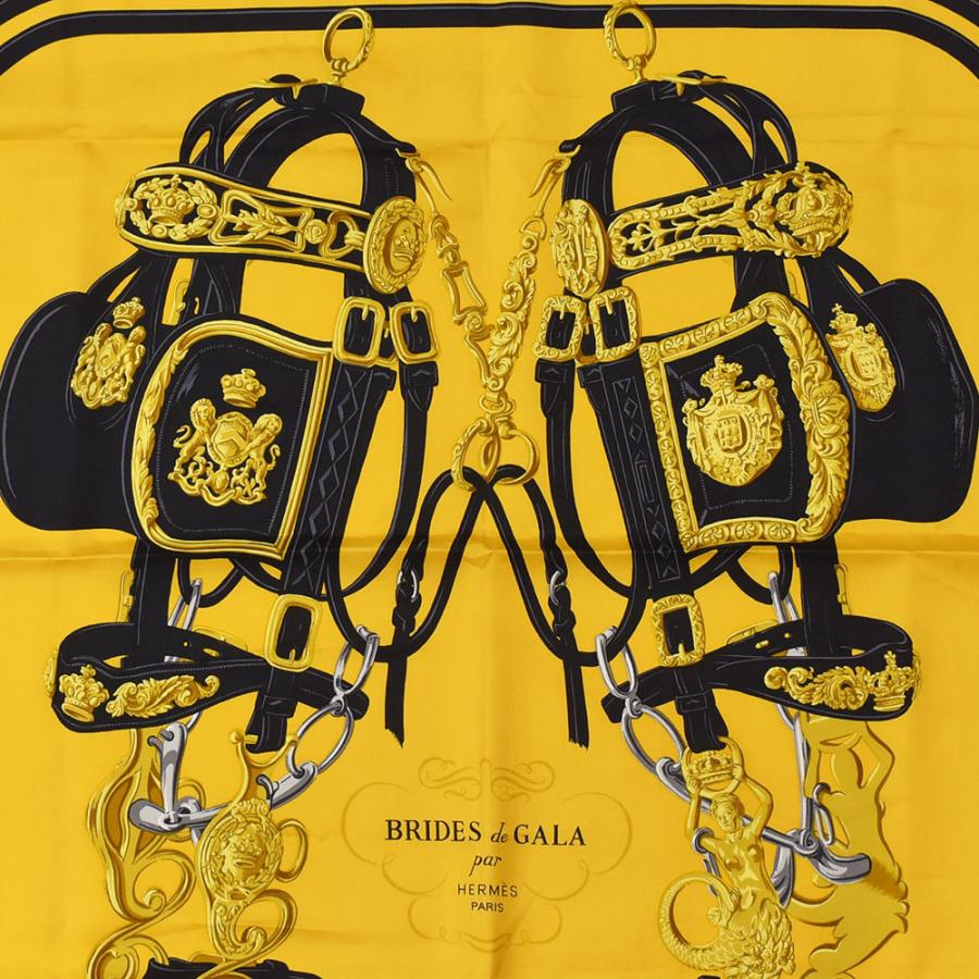 エルメス スカーフ カレ90 式典用馬勒 シルク100% ストール レディース