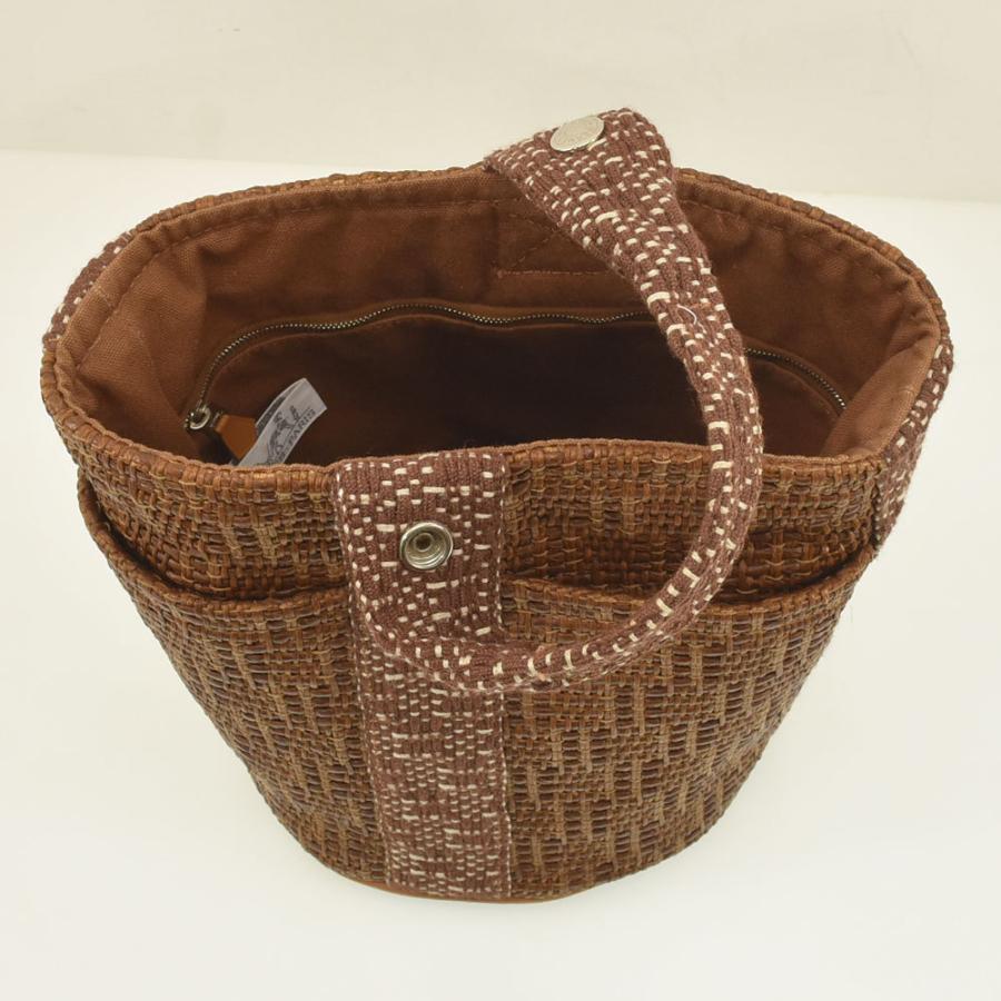 エルメス HERMES ハンドバッグ サクソーPM ストロー×キャンバス  