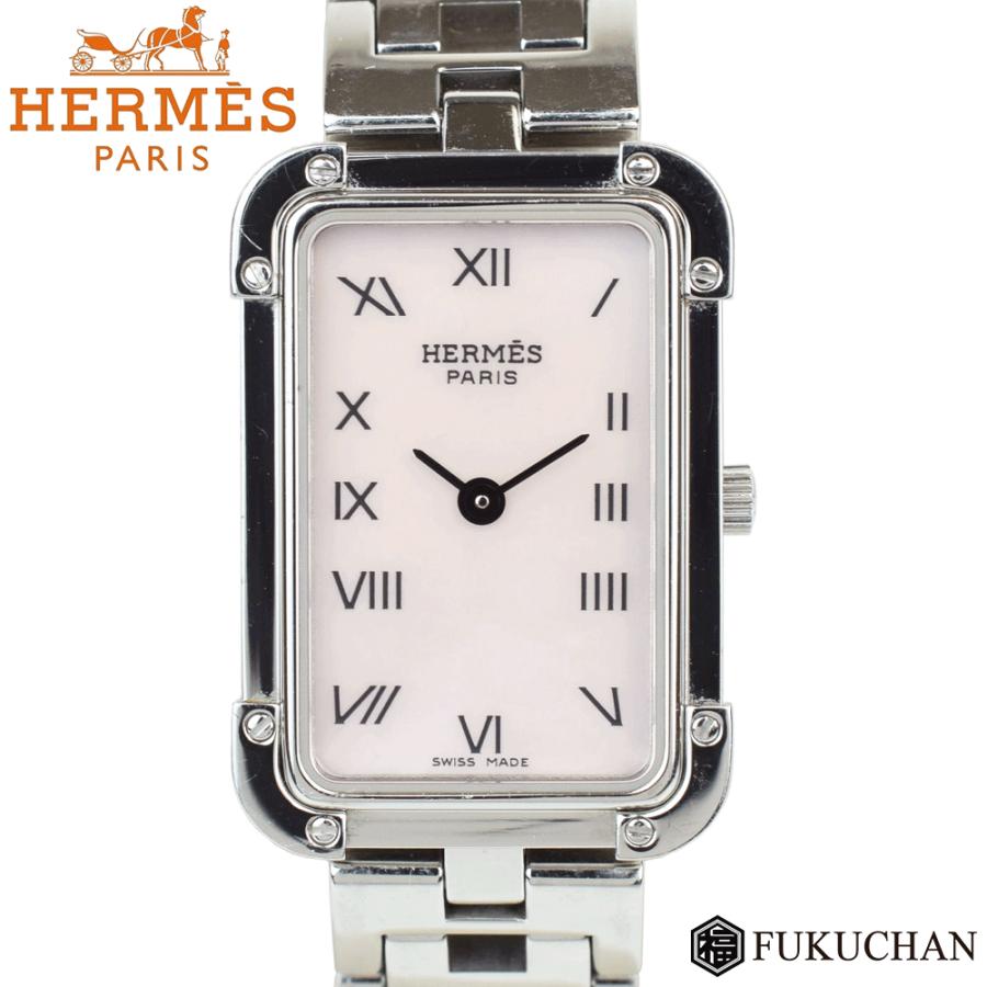 HERMES/エルメス クロアジュール ピンクシェル文字盤/SS×QZ CR2.210 