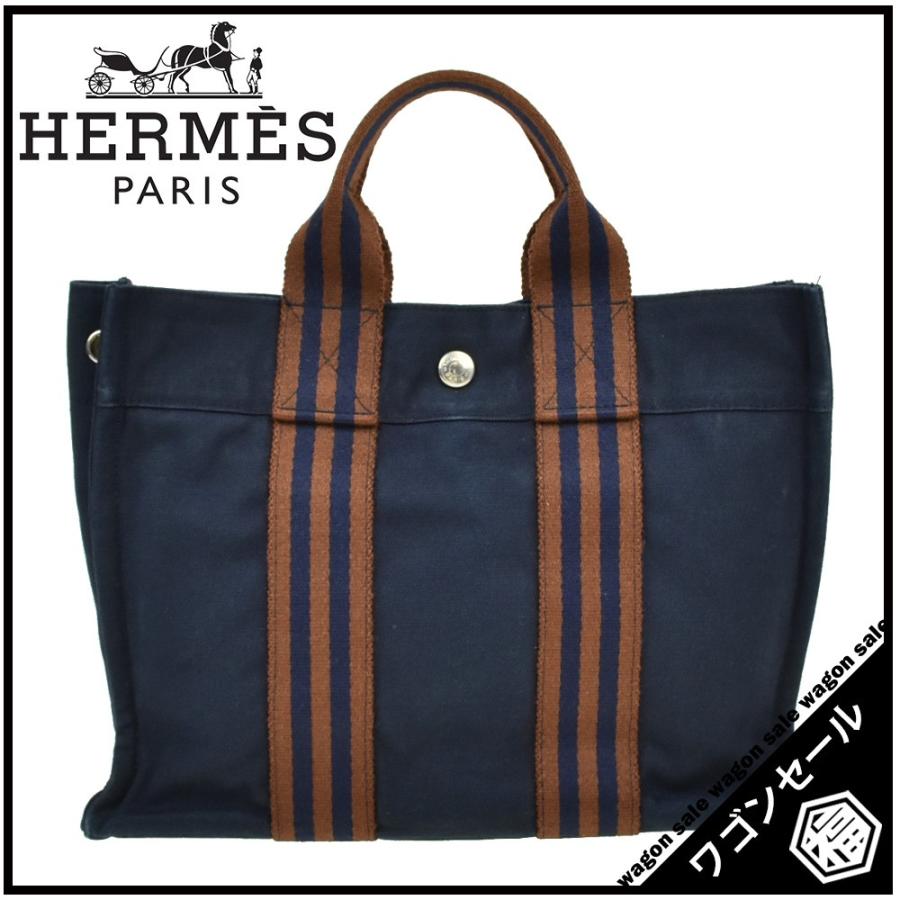 エルメス　フールトゥ　PM　トートバッグ　ハンドバッグ　ブラック×ネイビー HERMES エルメス フールトゥ PM ハンドバッグ ブラック/ネイビー ユニ