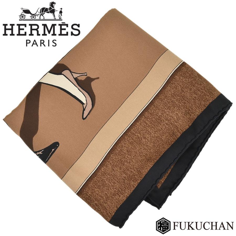 HERMES/エルメス　カレ/SWINGING　SAINT GERMAIN ブラウン×ブラック　シルク％　中古 :  hesf : ブランドショップ FUKUCHAN   通販   Yahoo!ショッピング