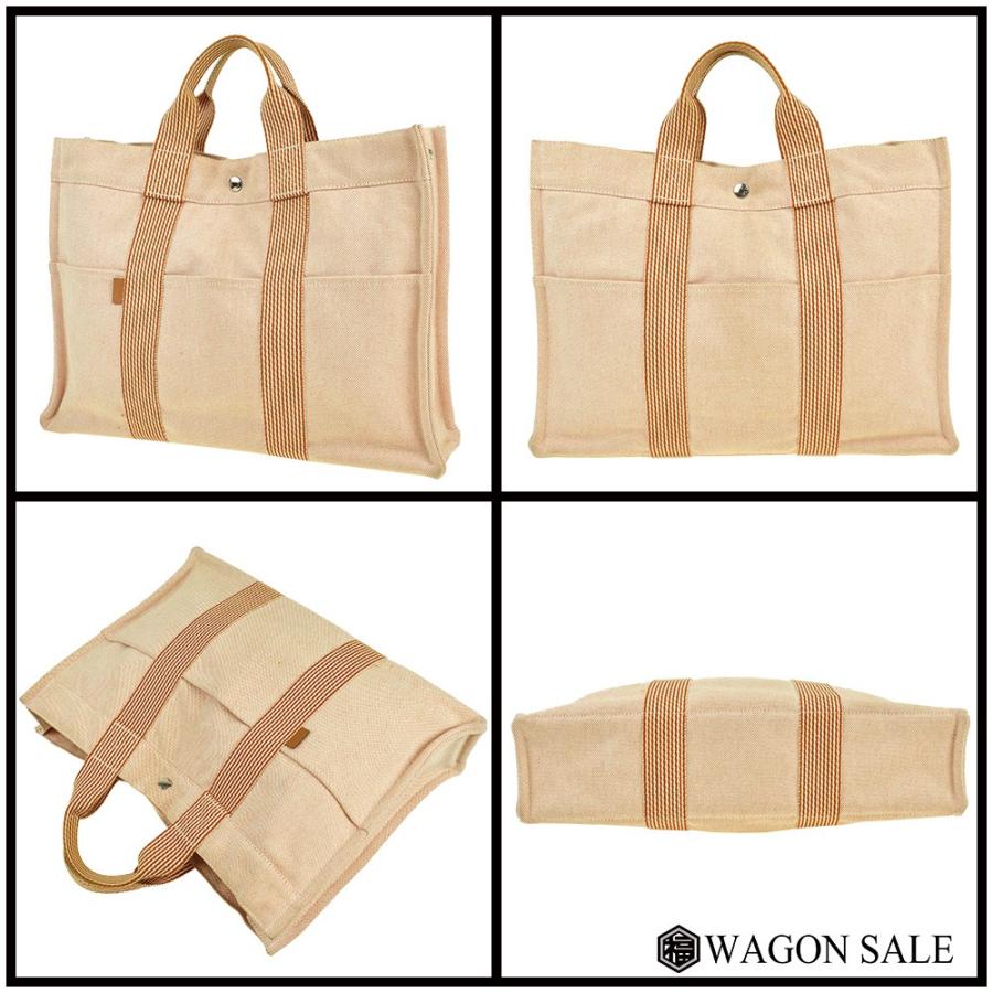 HERMES/エルメス フールトゥMM トートバッグ オレンジ×ホワイト