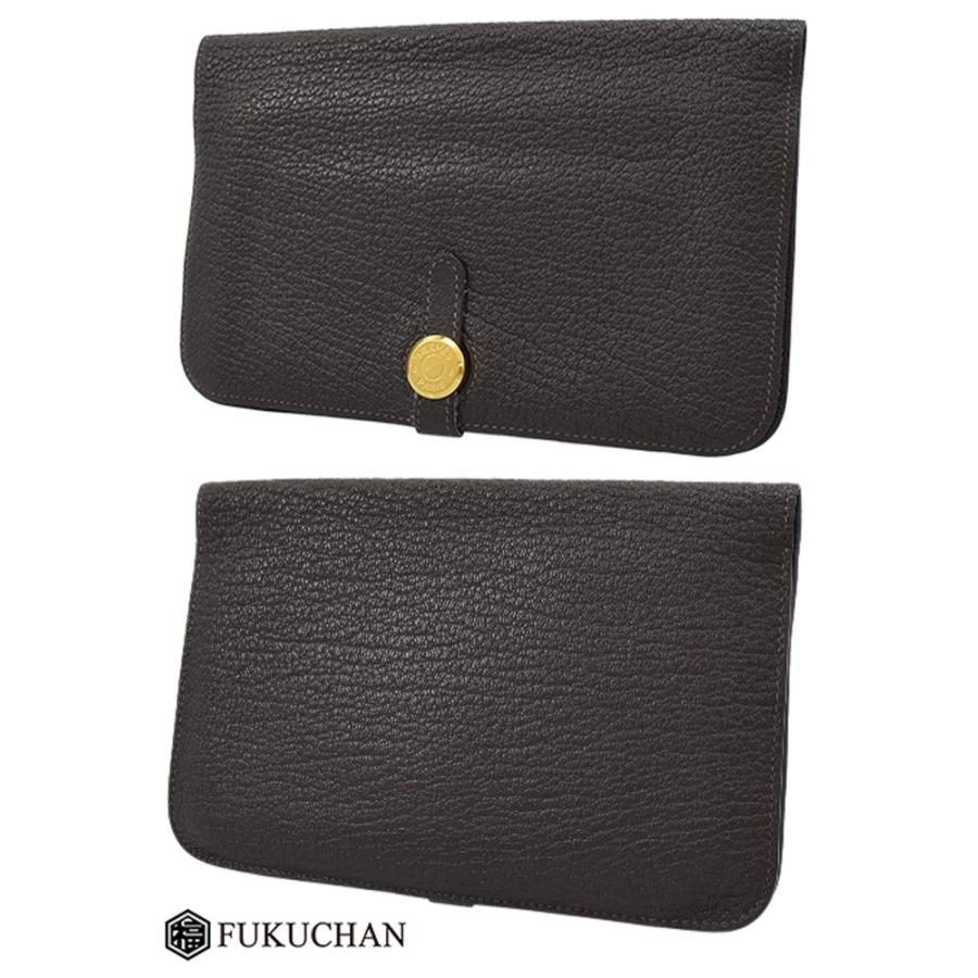 HERMES（エルメス） ドゴンGM 財布 ショコラ×シェーブル ゴールド金具